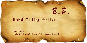 Bakálity Polla névjegykártya